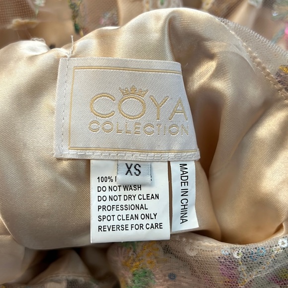 Coya Collection Sequin Floral Corset Bodice Tie Sleeve Fit and Flare Dress - Picture 10 of 15